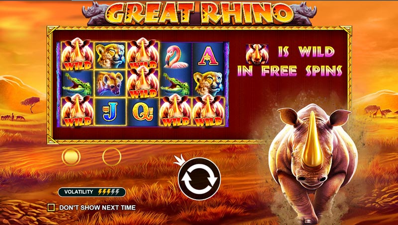 The popular Great Rhino slot from Pragmatic Play is one of the few available Jackpot Games at Bitsler Casino.
