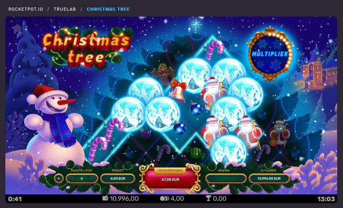 The Christmas Tree slot from Truelab in demo mode.