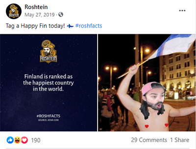 ©facebook.com/roshtein | After this post in May 2019, Roshtein took a longer breakt. But he came back at 2022. His status right now is not quite sure. He seems to take a break again from Facebook.